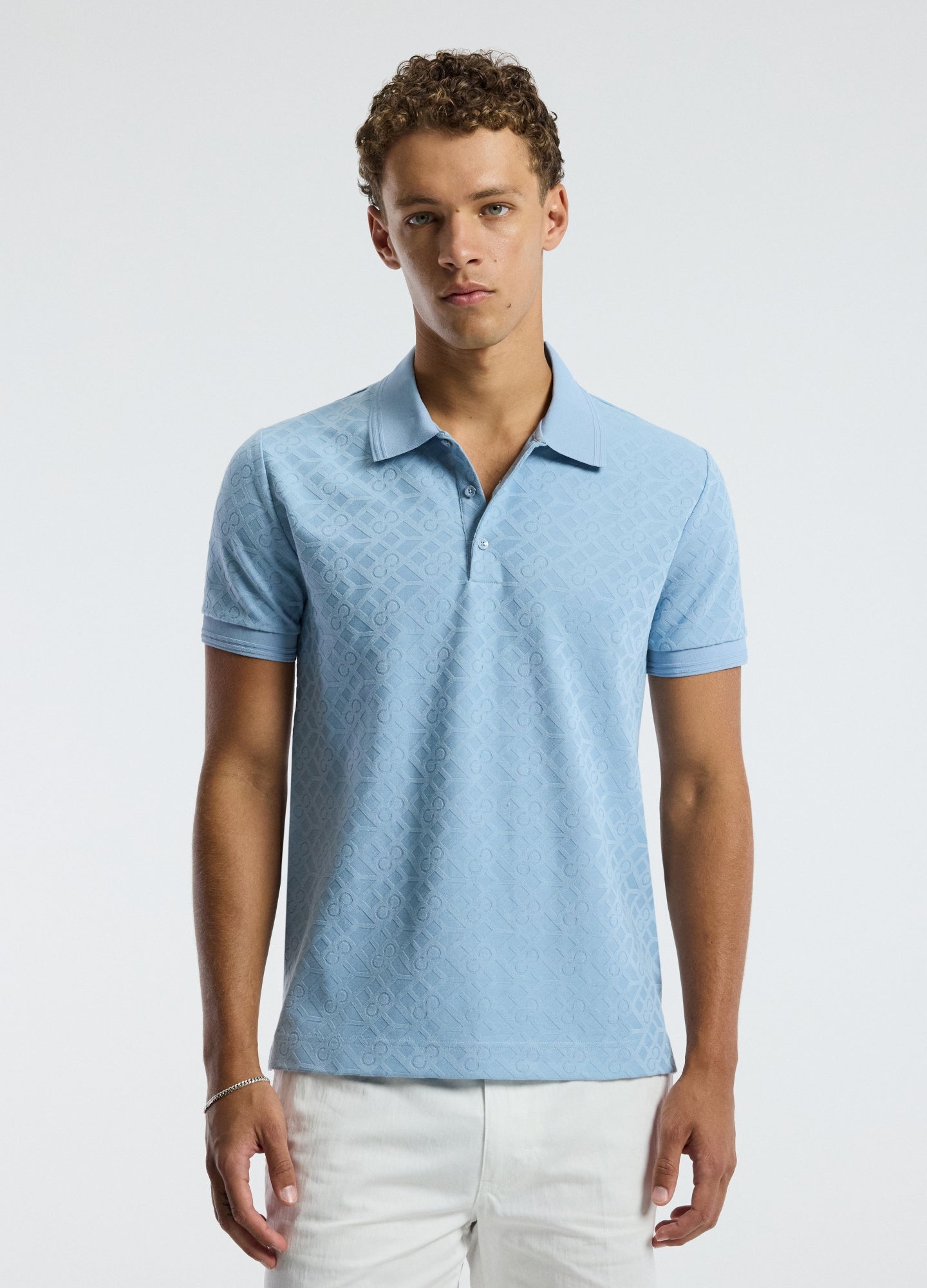 Solid Monogram Polo Pale Blue