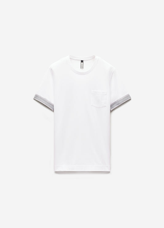 Stripe Jacquard Cuff T-shirt White