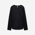 Long Sleeve Ribbed Henley Top Black
