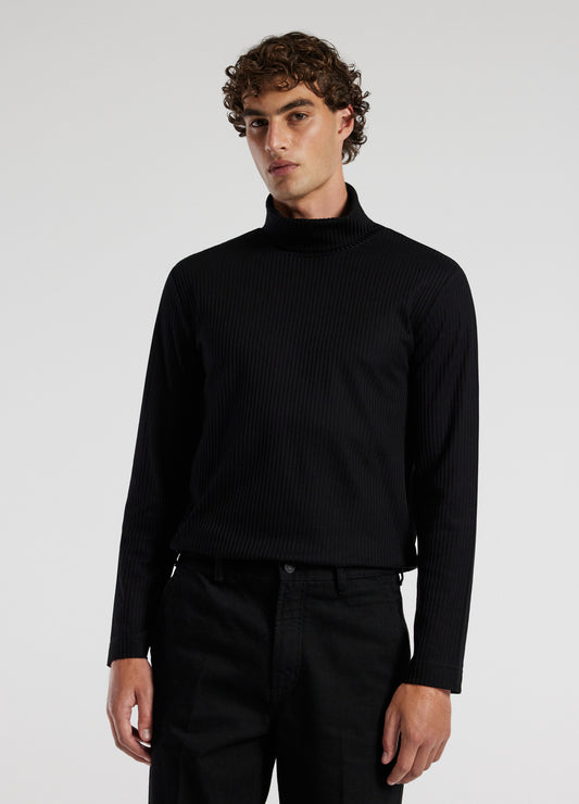 Ribbed Roll Neck Top Black