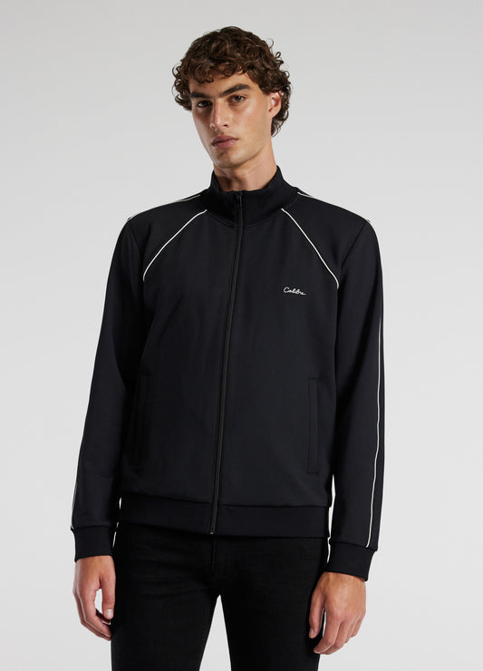 Contrast Jersey Track Jacket Black