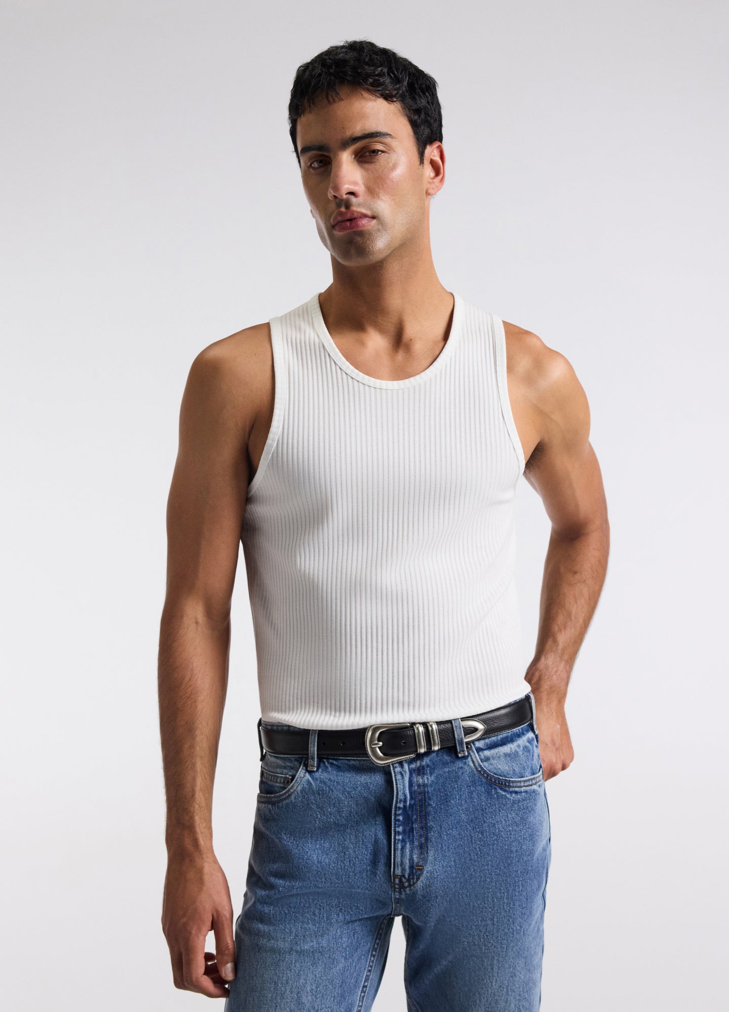 Ribbed Cotton Tank White