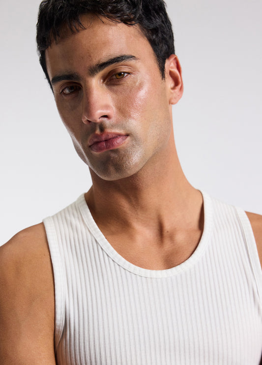 Ribbed Cotton Tank White