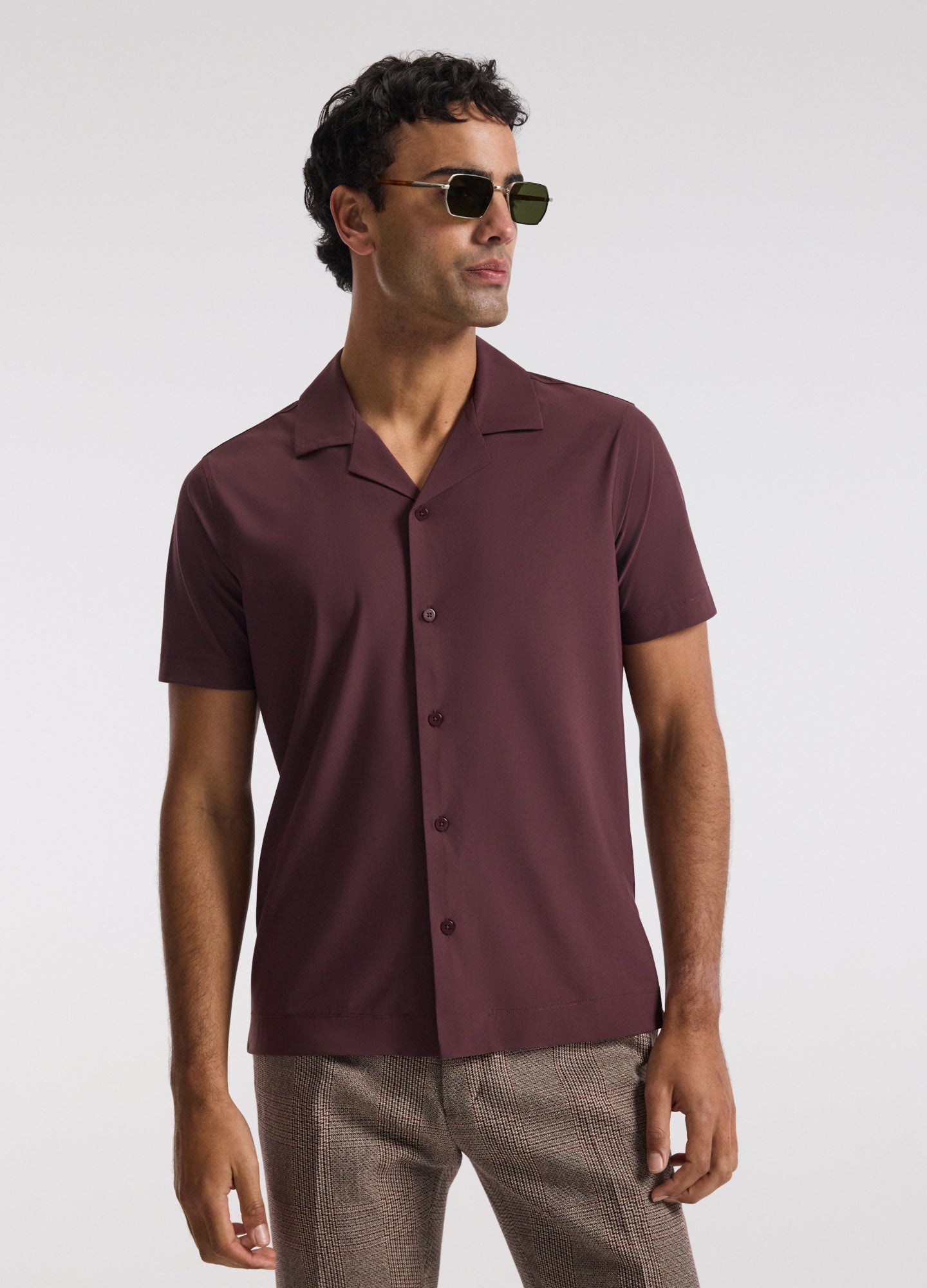 Performance Cuban Collar Shirt Burgundy
