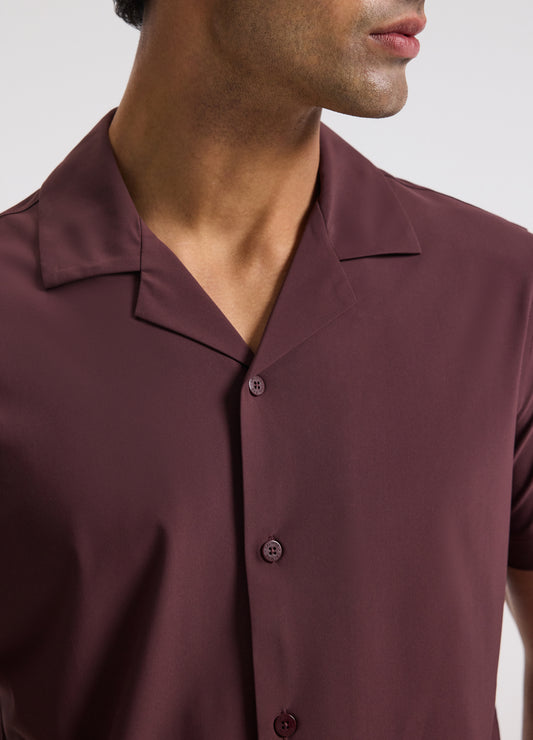 Performance Cuban Collar Shirt Burgundy