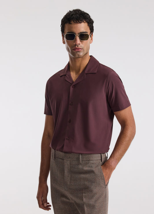 Performance Cuban Collar Shirt Burgundy