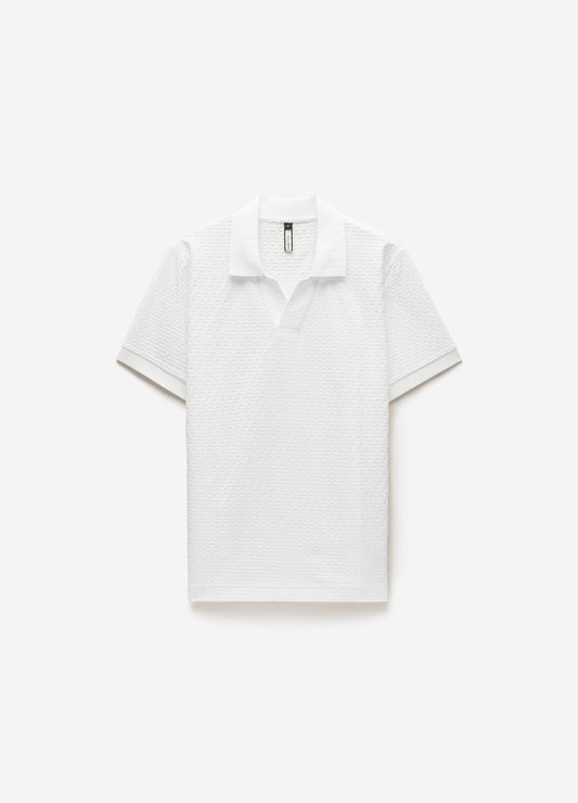 Textured Open Neck Polo Ivory
