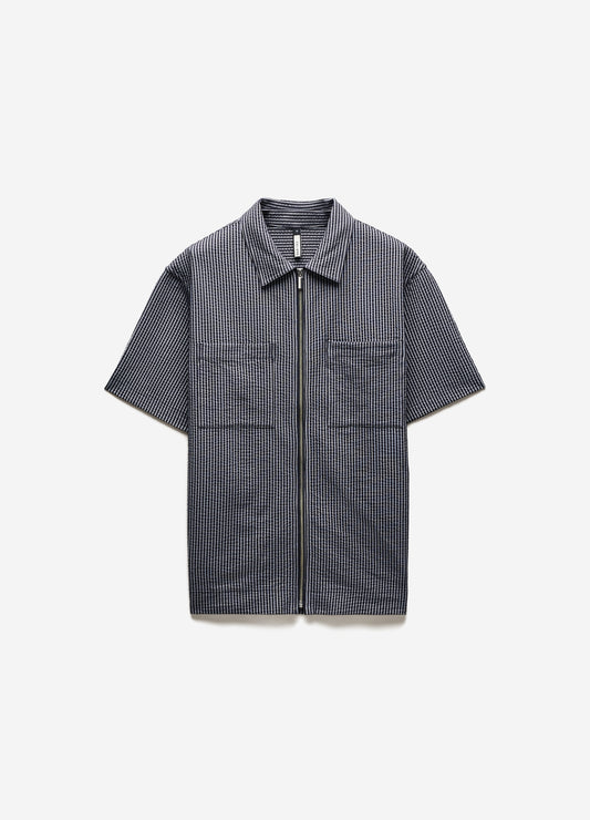 Stripe Zip Through Shirt Navy