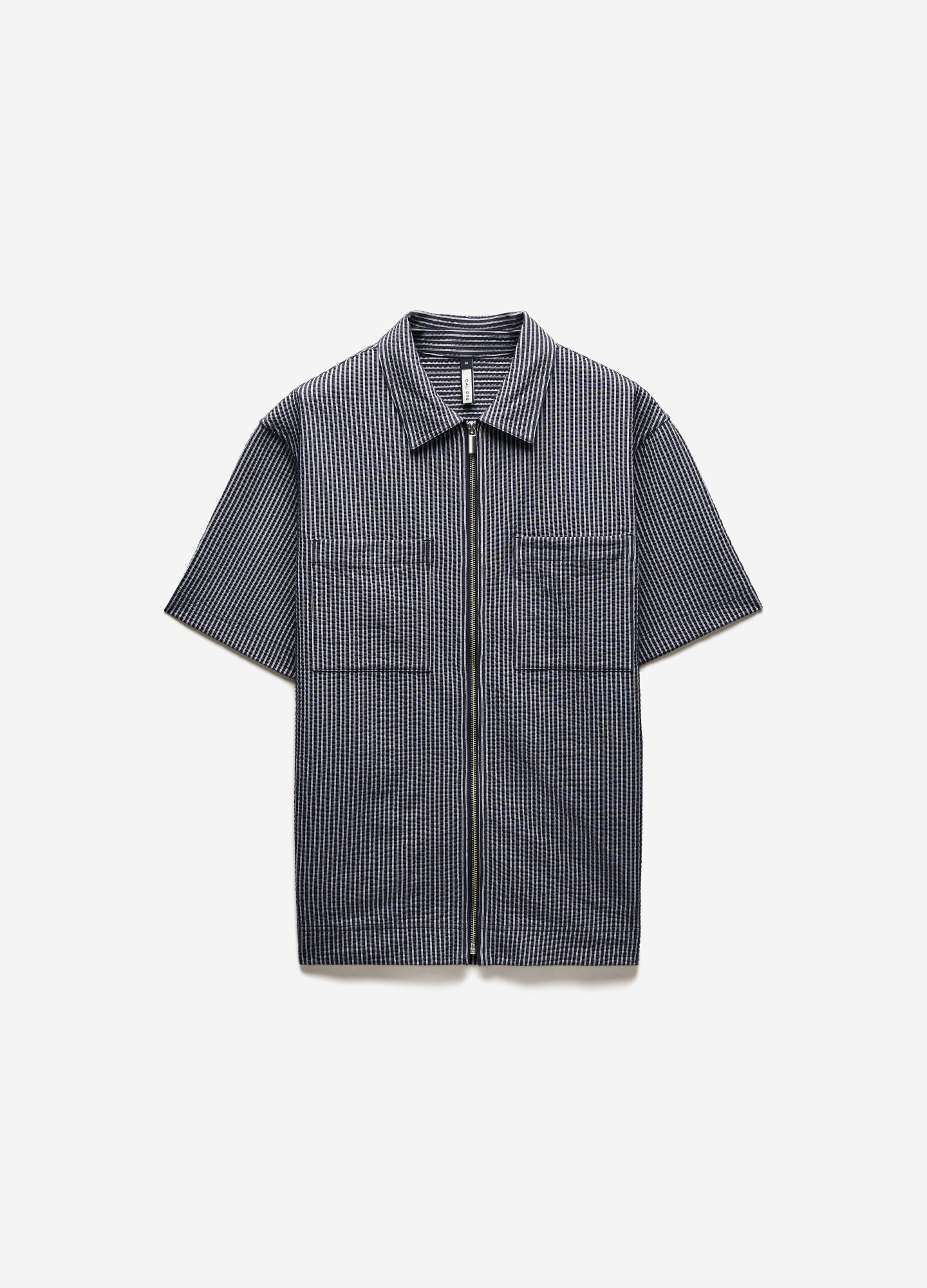 Stripe Zip Through Shirt Navy