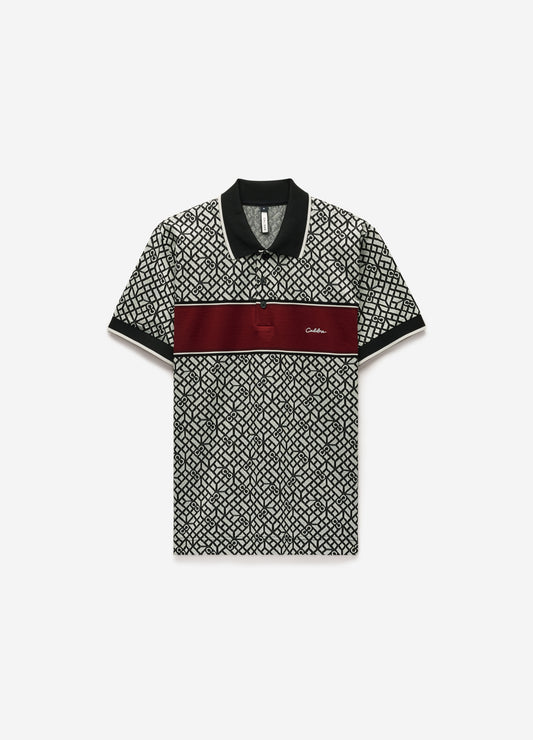 Chest Panel Jacquard Polo Wine