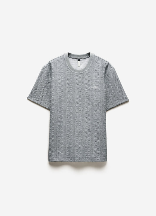 Cable Textured T-Shirt Grey Marle