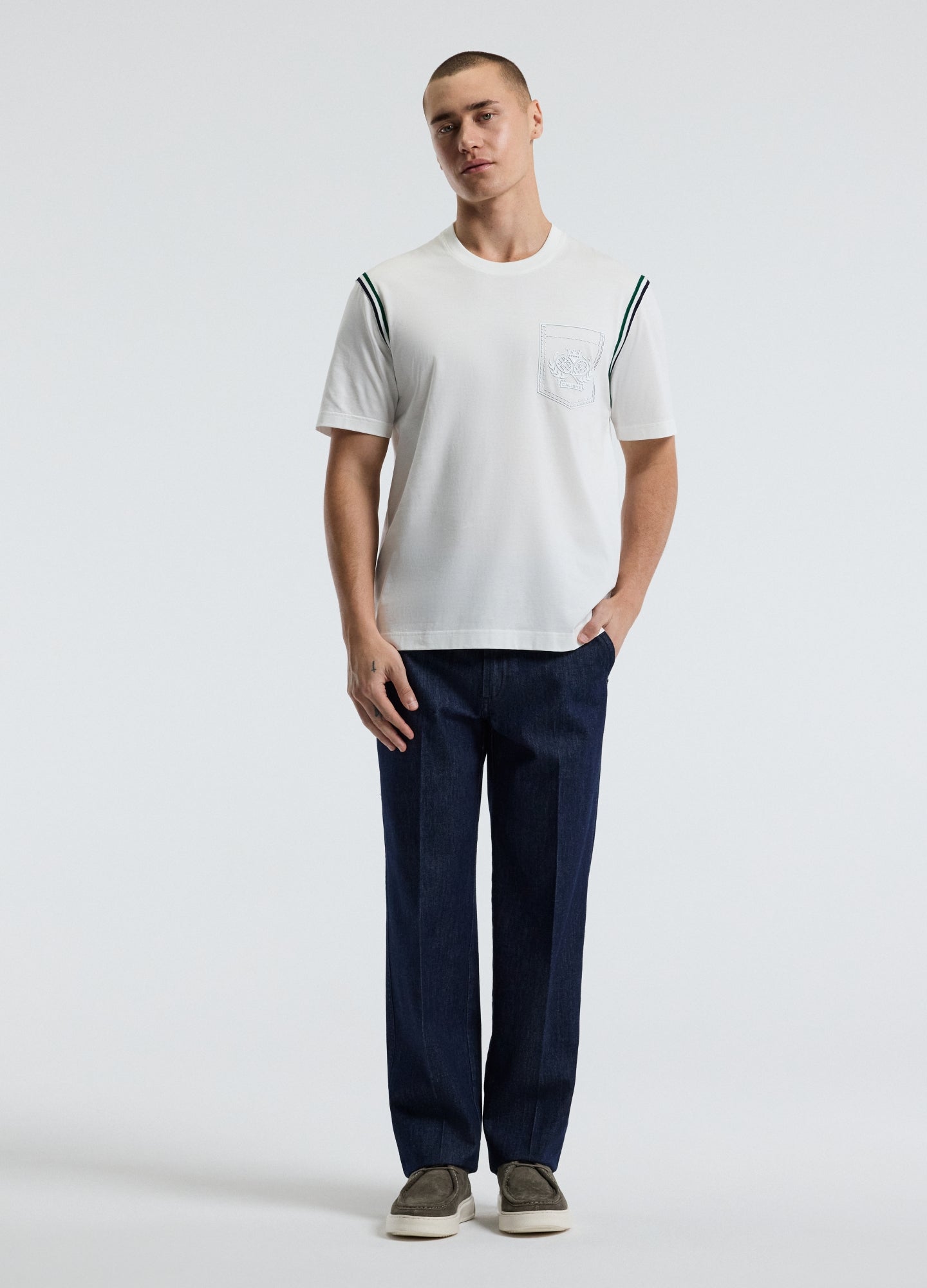 Contrast Trim T-shirt Off White