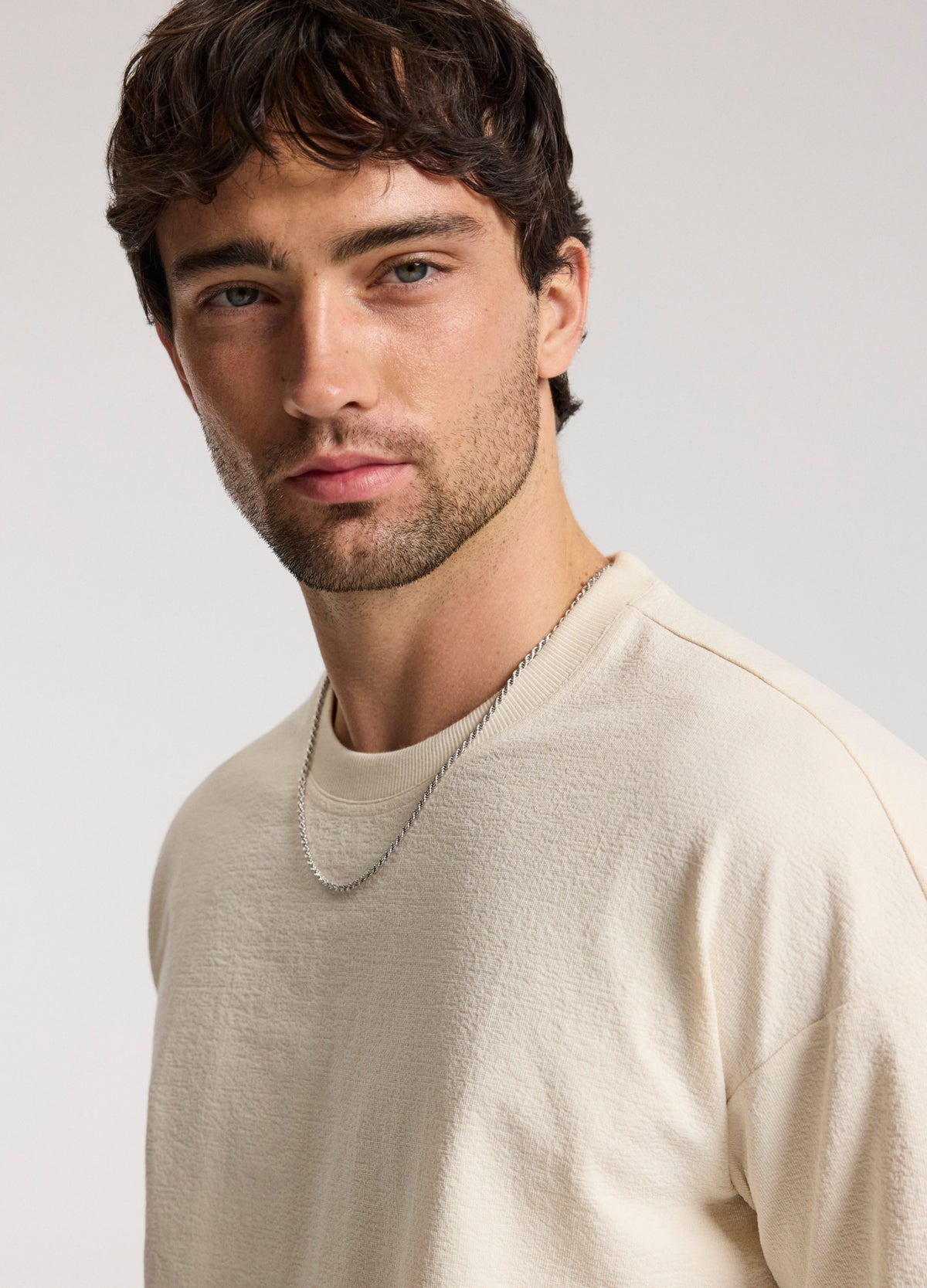 Loose Fit Crepe T-shirt Cream