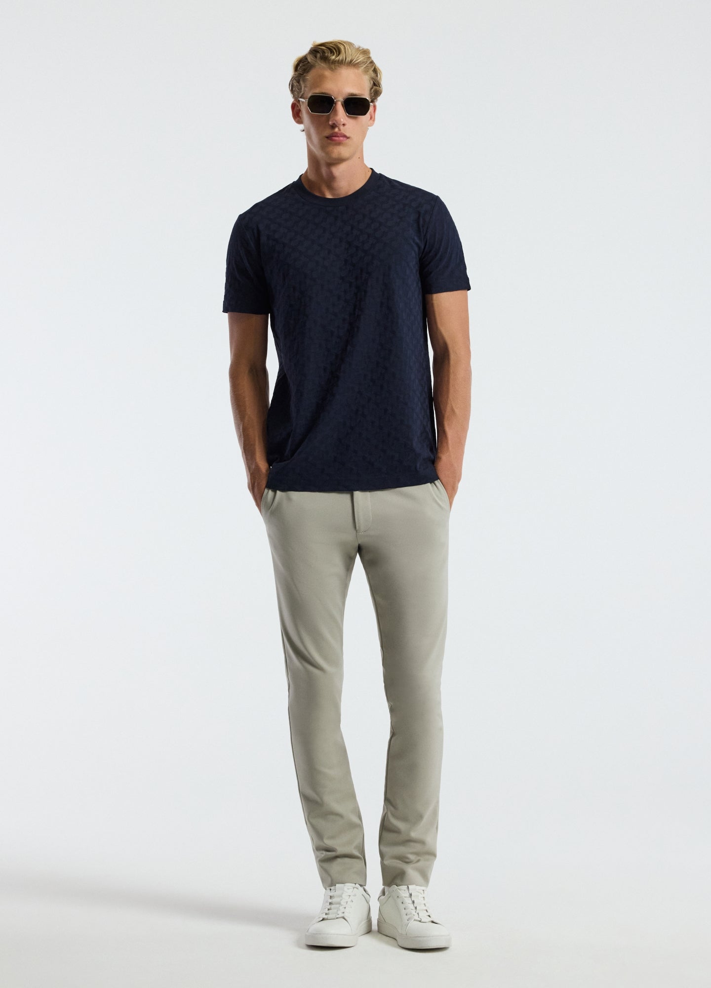 CALIBRE Jacquard T-shirt Navy