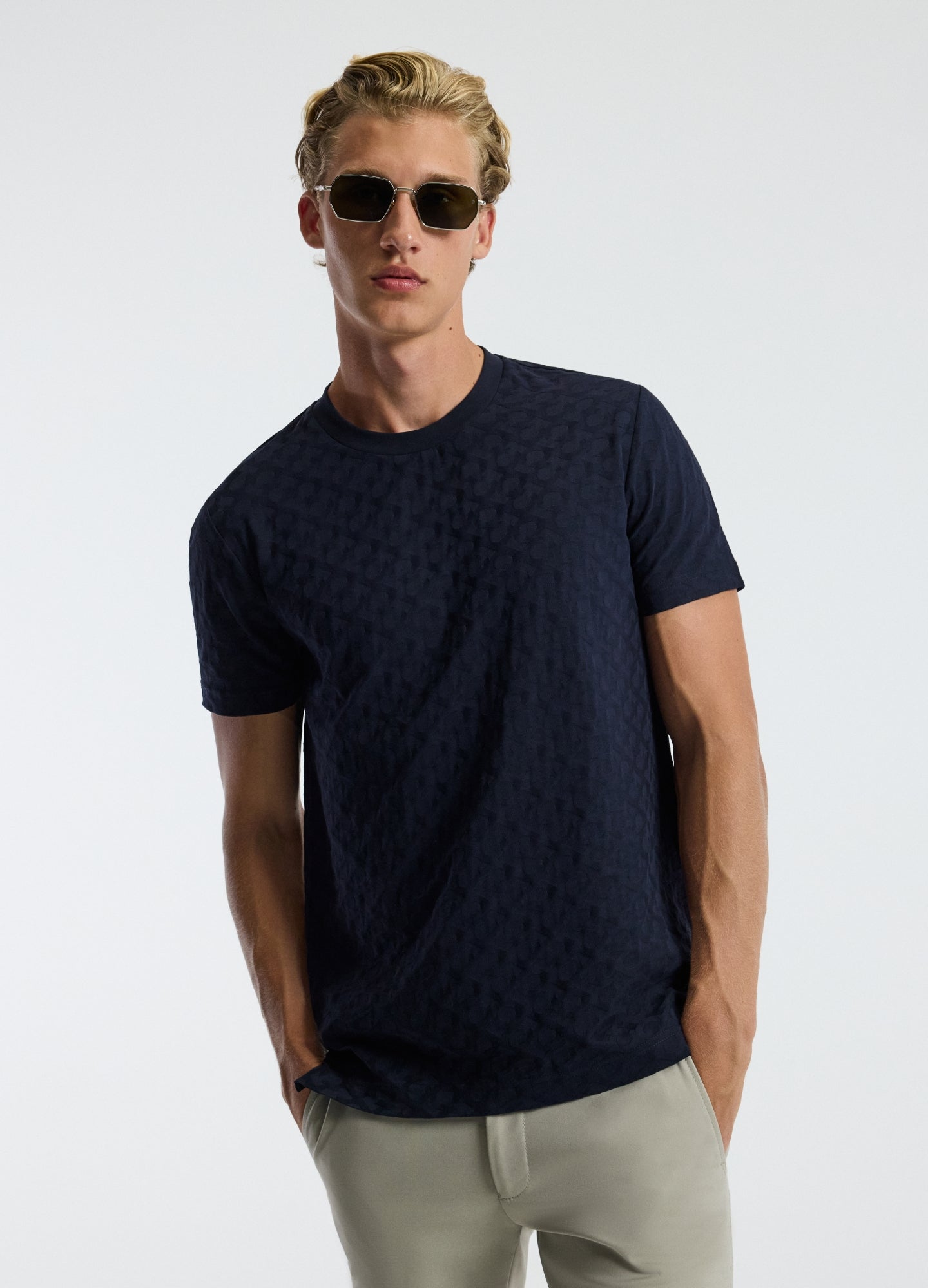 CALIBRE Jacquard T-shirt Navy