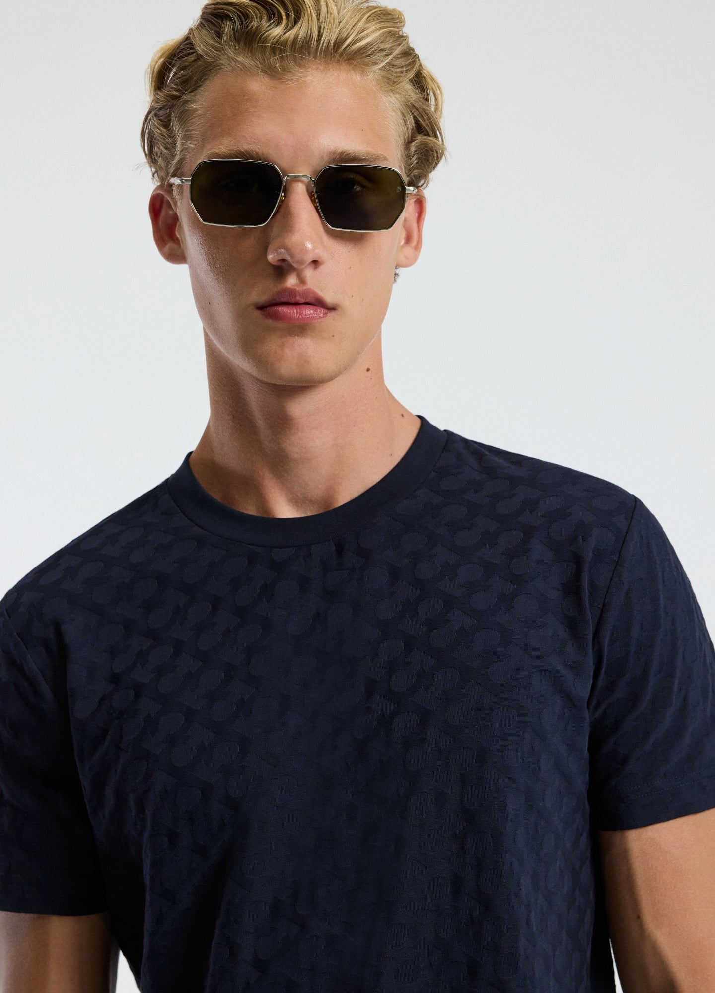 CALIBRE Jacquard T-shirt Navy