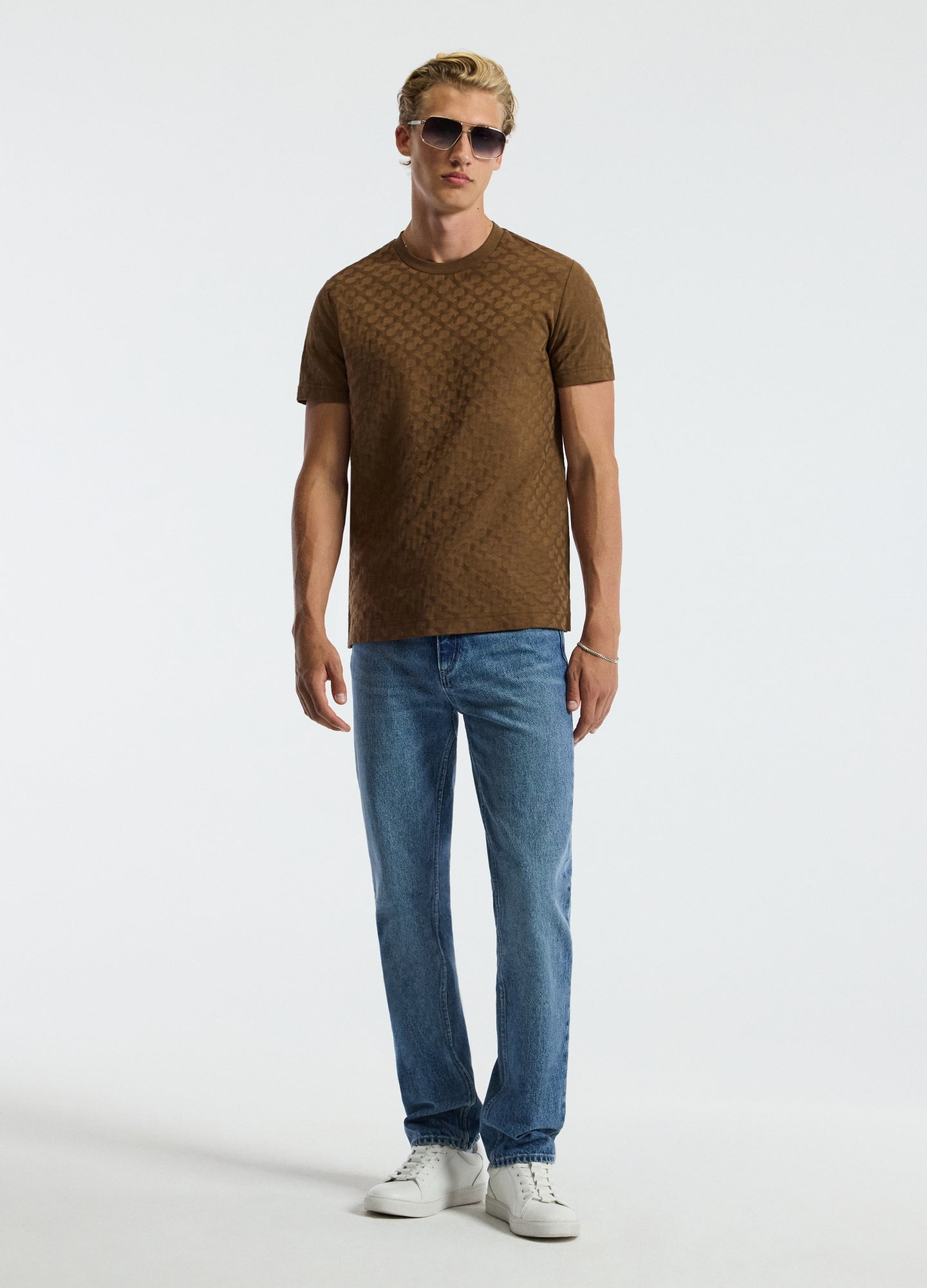 CALIBRE Jacquard T-shirt Toffee