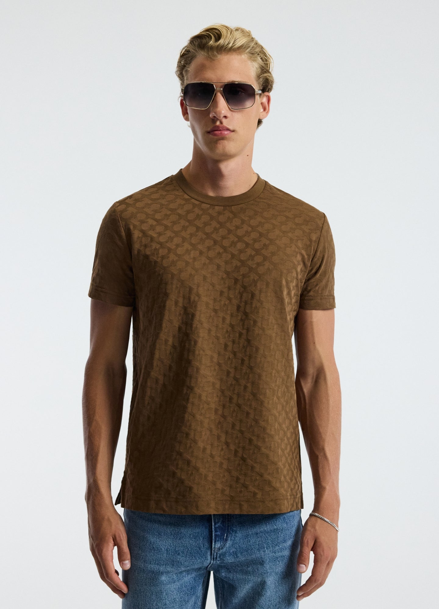 CALIBRE Jacquard T-shirt Toffee