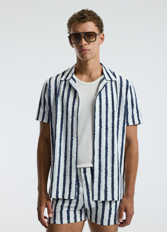 Ink Stripe Shirt White Navy