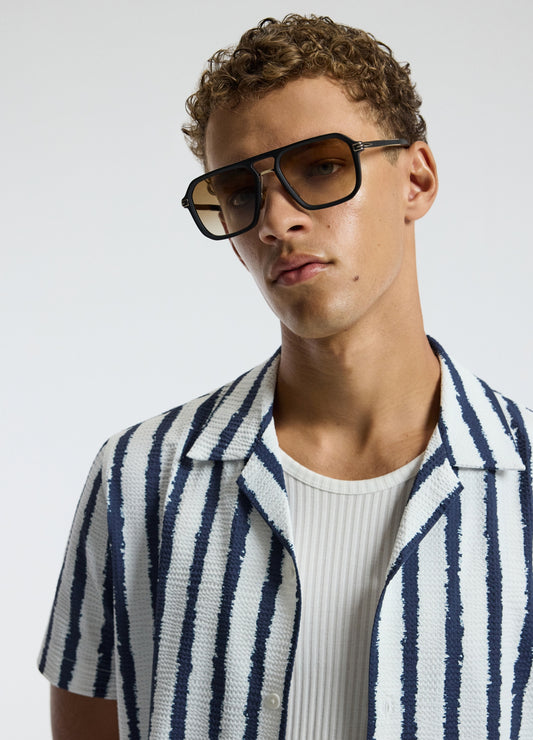 Ink Stripe Shirt White Navy