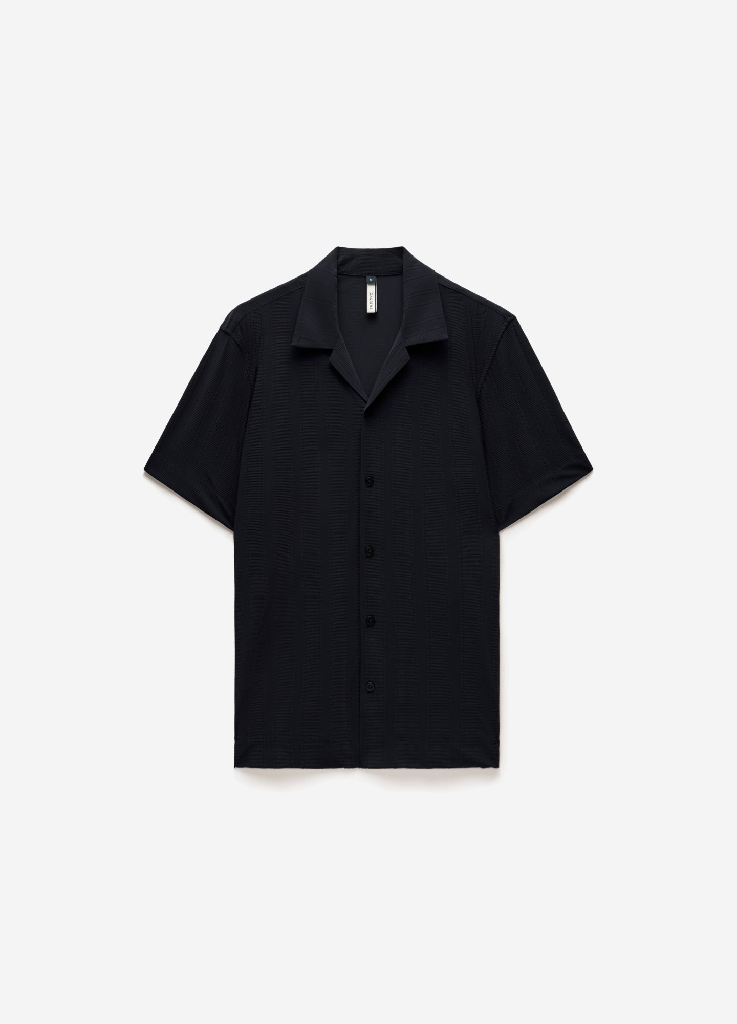 Self Stripe Cuban Collar Shirt Black