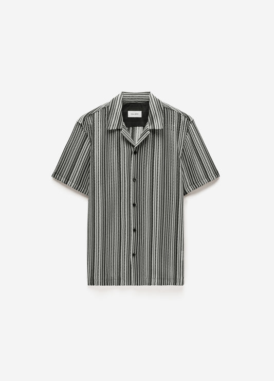 Mesh Stripe Shirt Black