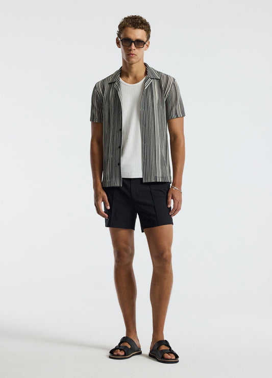 Mesh Stripe Shirt Black