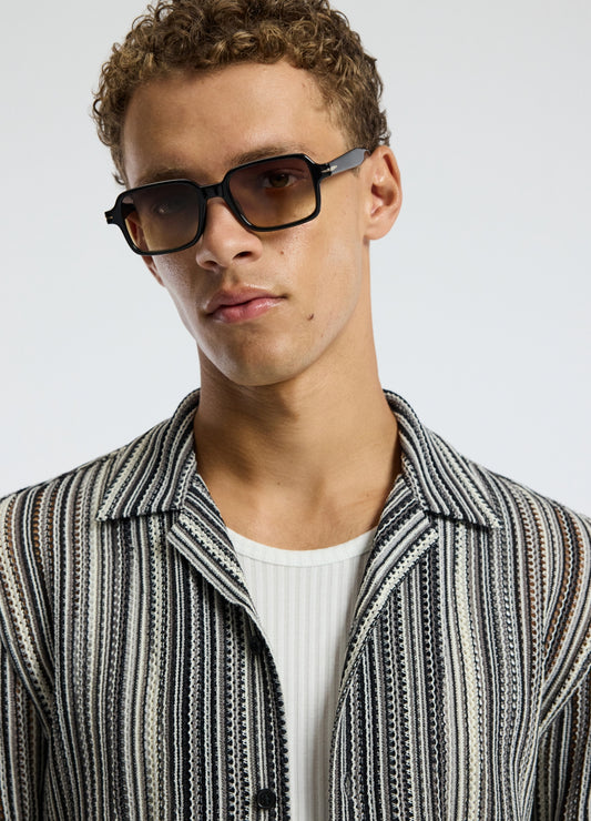 Mesh Stripe Shirt Black