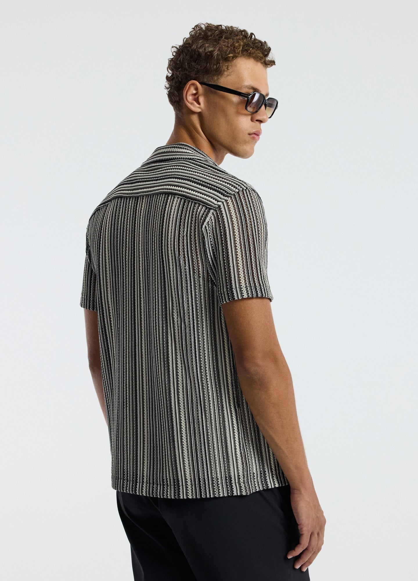 Mesh Stripe Shirt Black