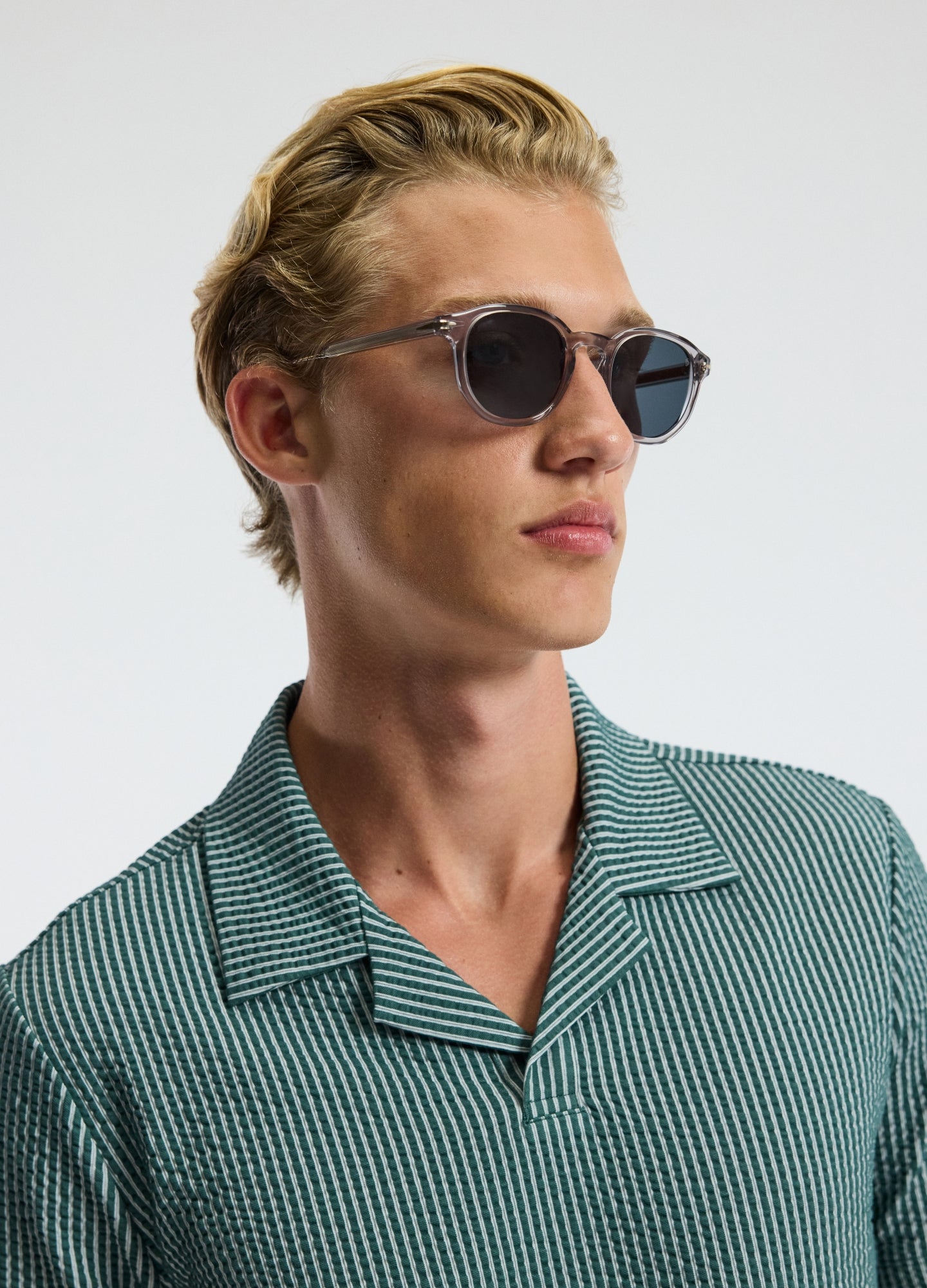 Striped Seersucker Polo Shirt Sea Green