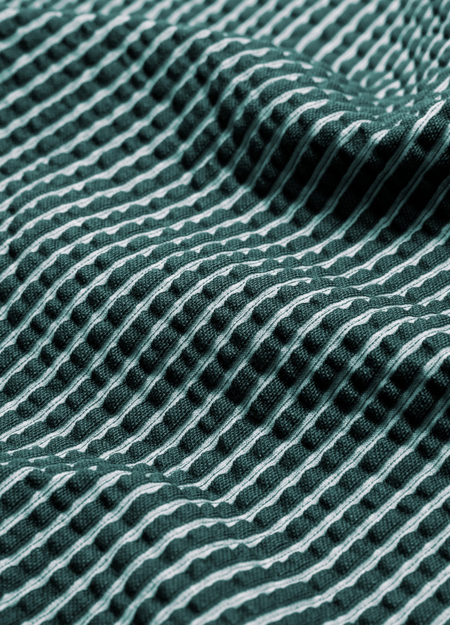 Striped Seersucker Polo Shirt Sea Green