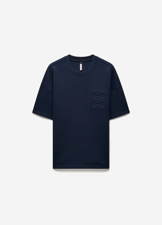 Embossed Logo Short Sleeve Sweat Top Mid Blue