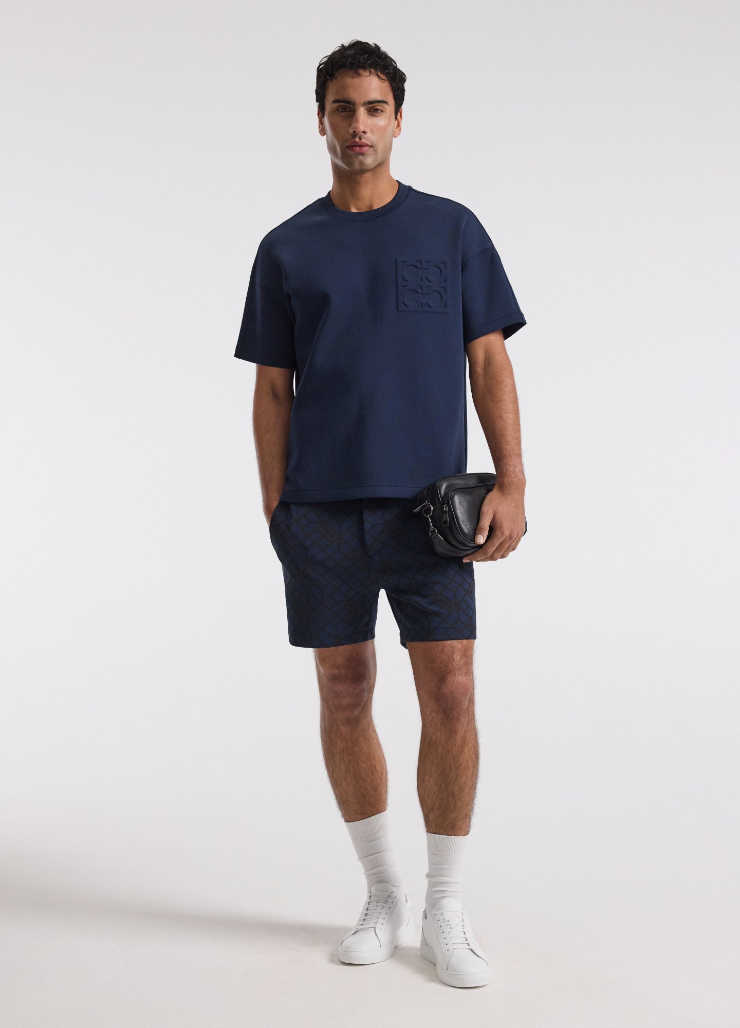 Embossed Logo Short Sleeve Sweat Top Mid Blue