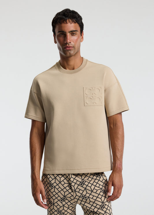 Embossed Logo Short Sleeve Sweat Top Dune