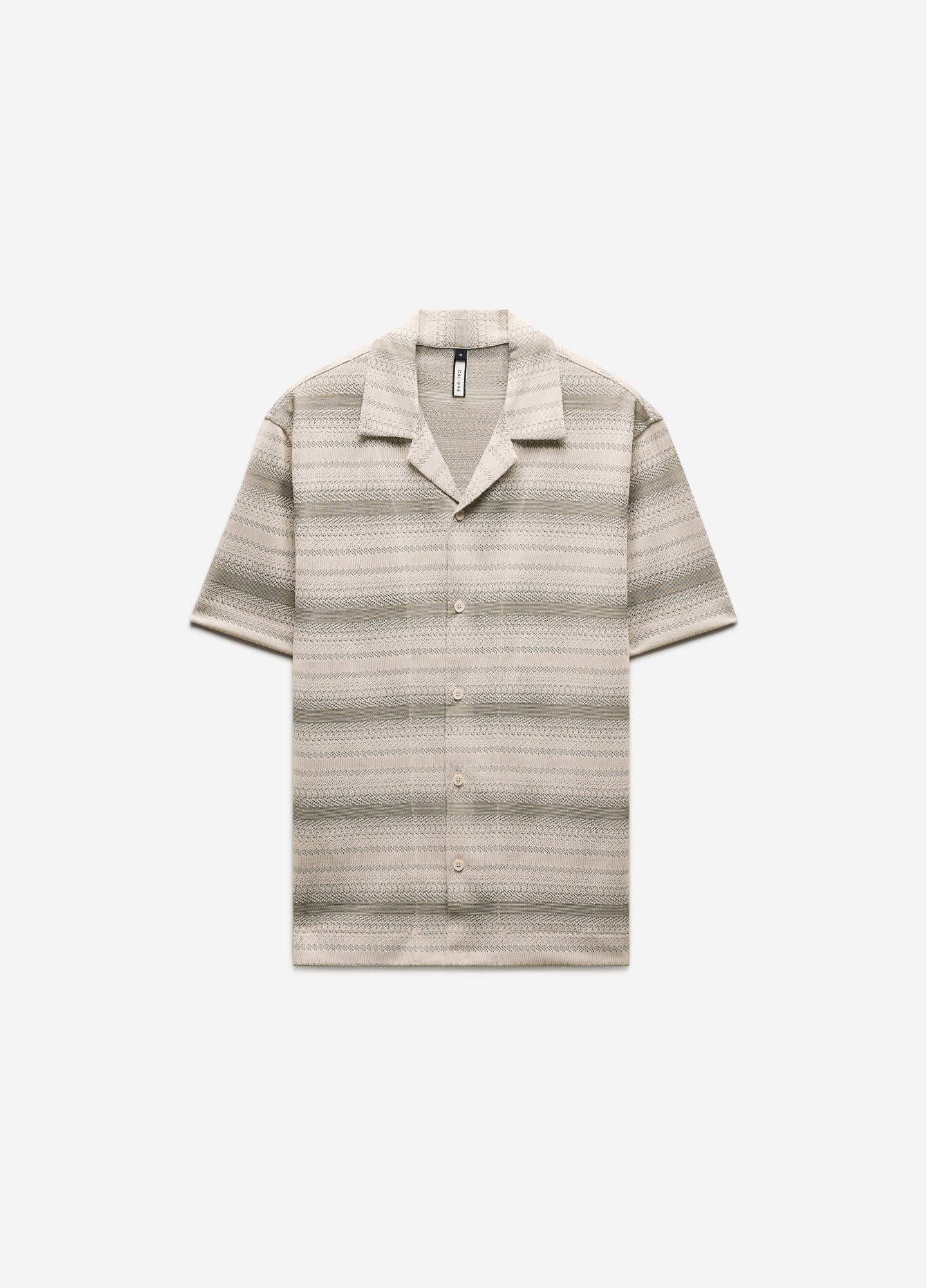 Textured Stripe Cuban Collar Shirt Neutral