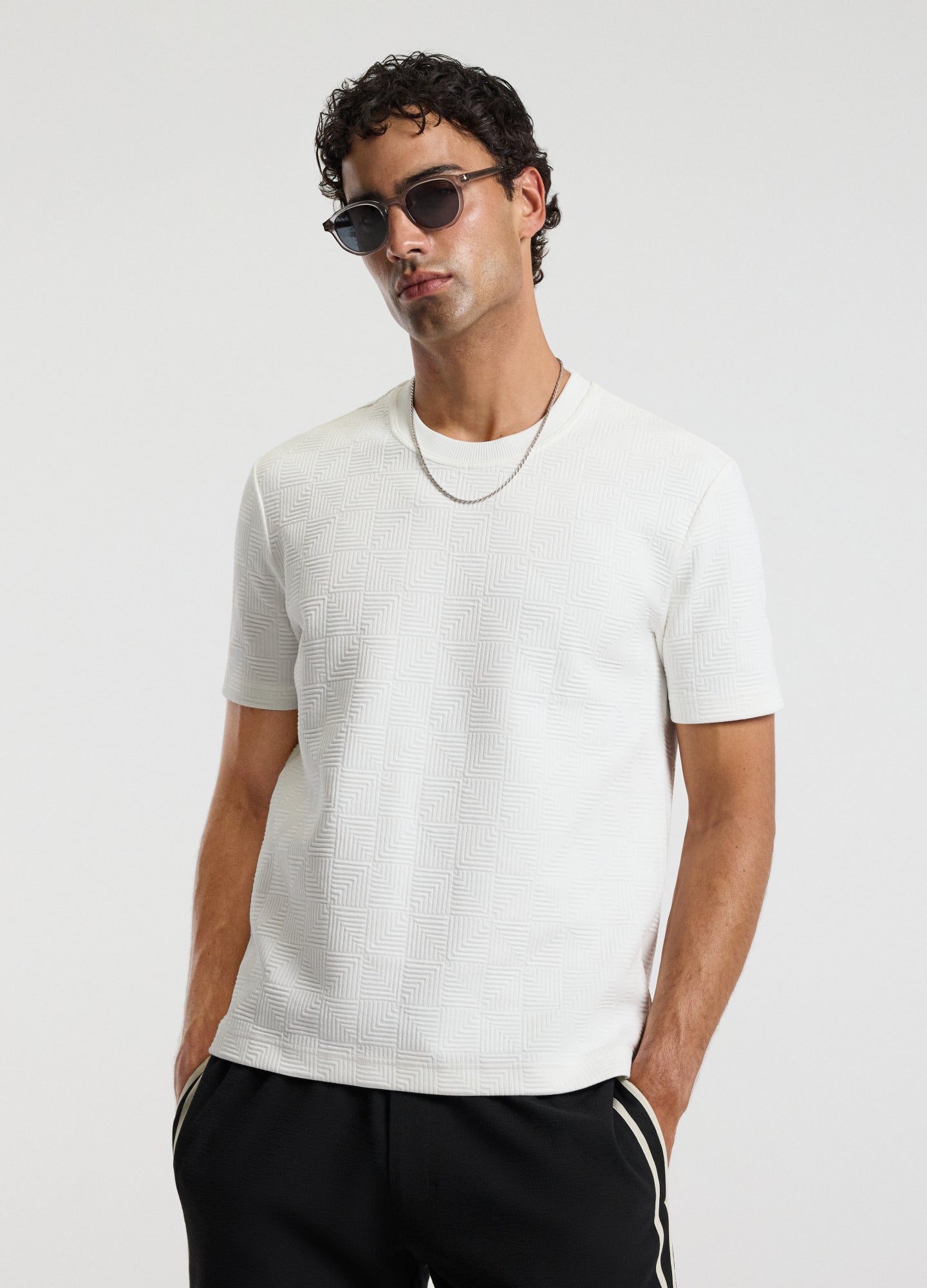 Relaxed Textured T-shirt Ivory