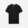 Stripe Trim Jacquard T-shirt Black