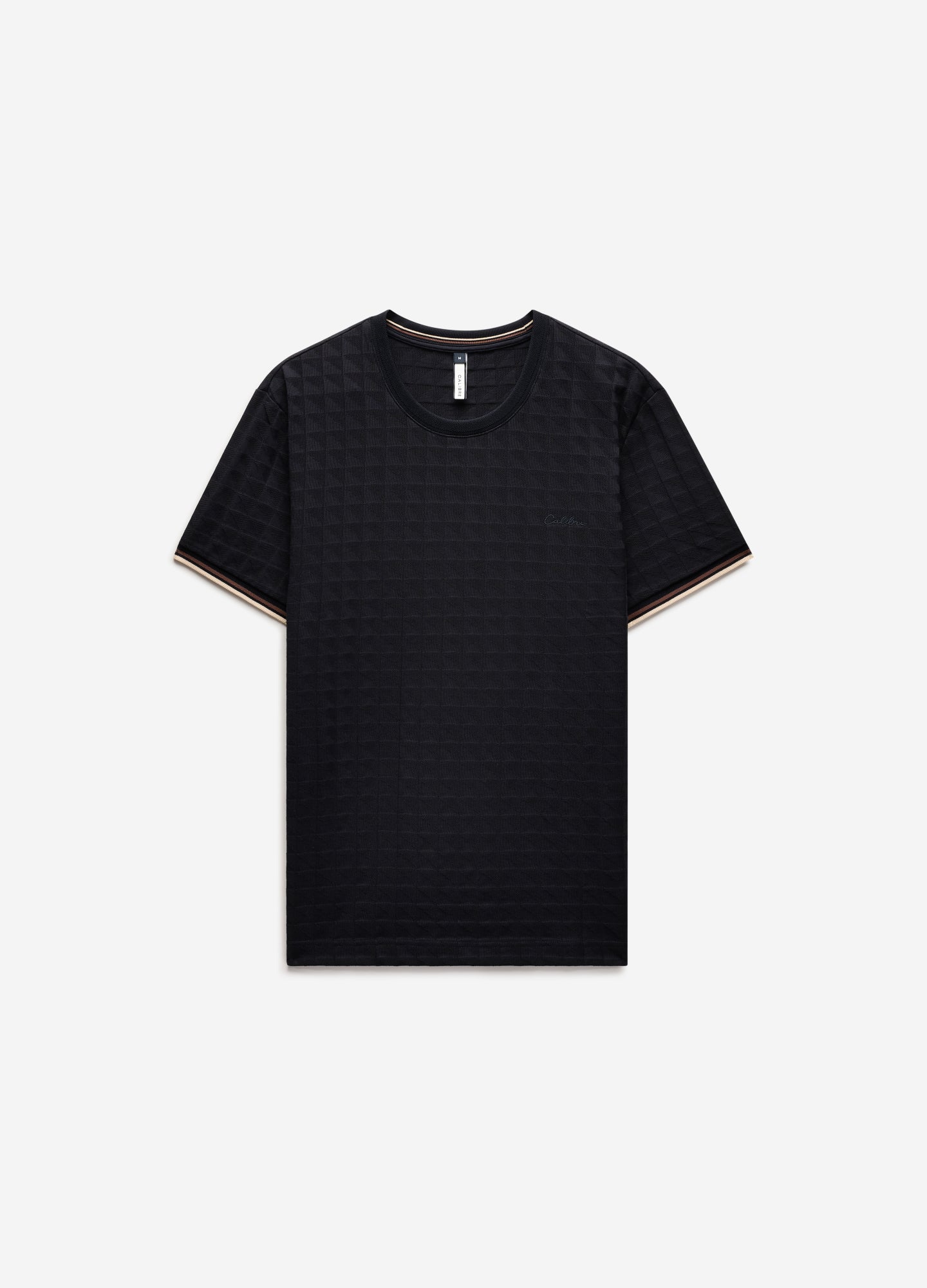 Stripe Trim Jacquard T-shirt Black
