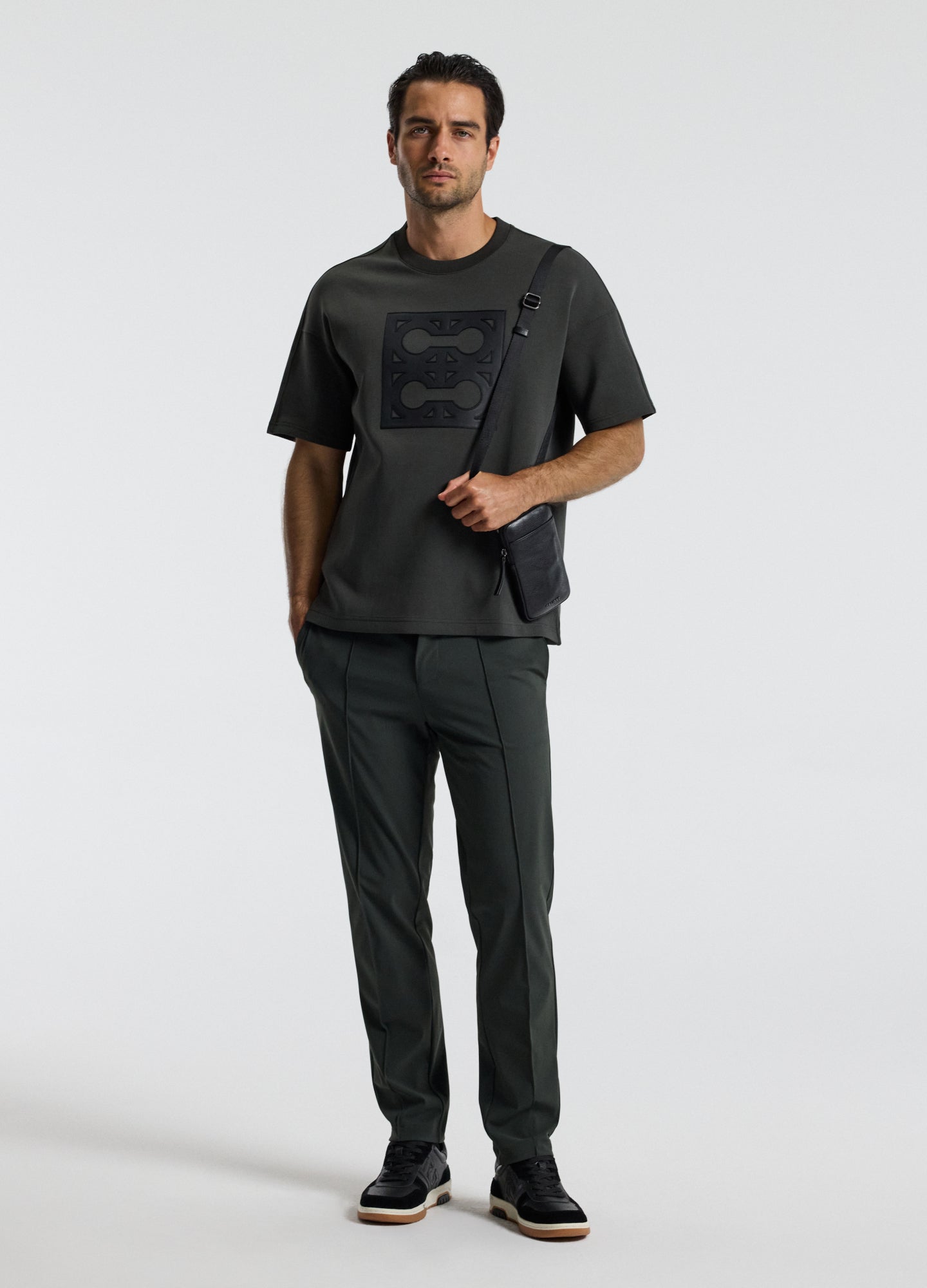 Loose Fit Monogram Sweat T-shirt Khaki