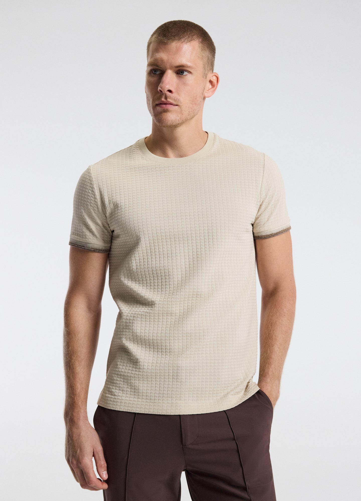 Ombre Cuff Jacquard T-shirt Natural