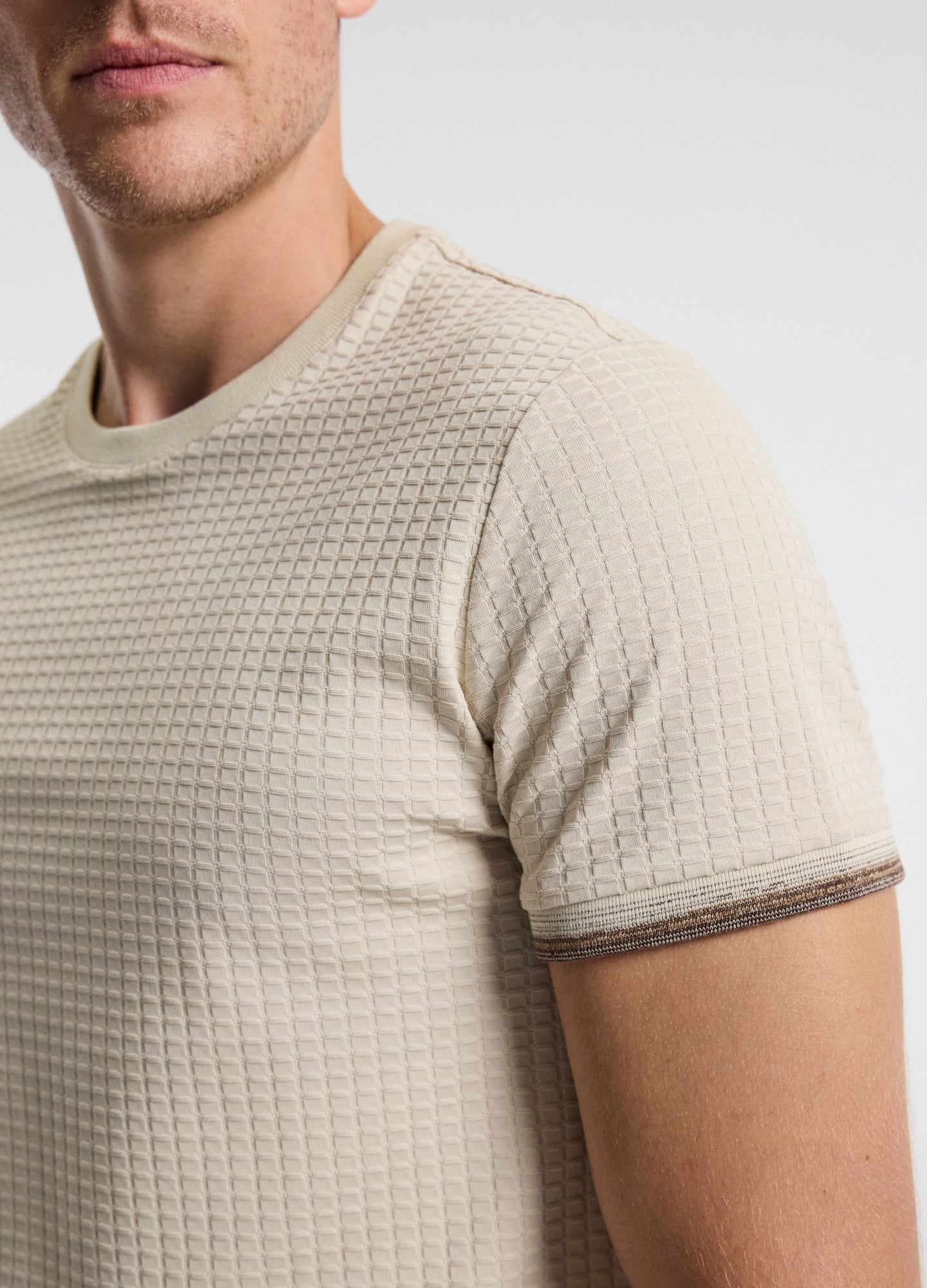 Ombre Cuff Jacquard T-shirt Natural