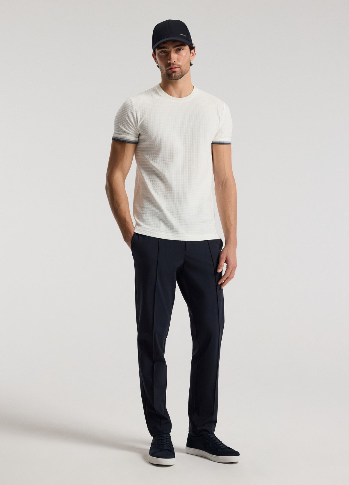 Ombre Cuff Jacquard T-shirt White