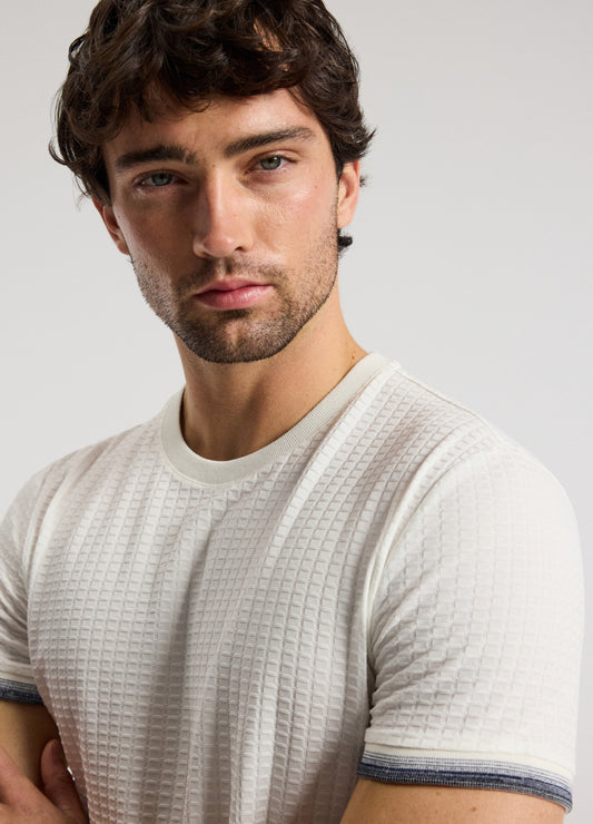 Ombre Cuff Jacquard T-shirt White