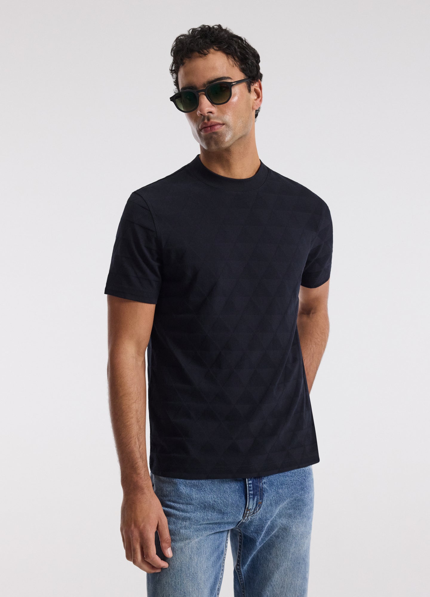 Geometric Jacquard T-shirt Navy