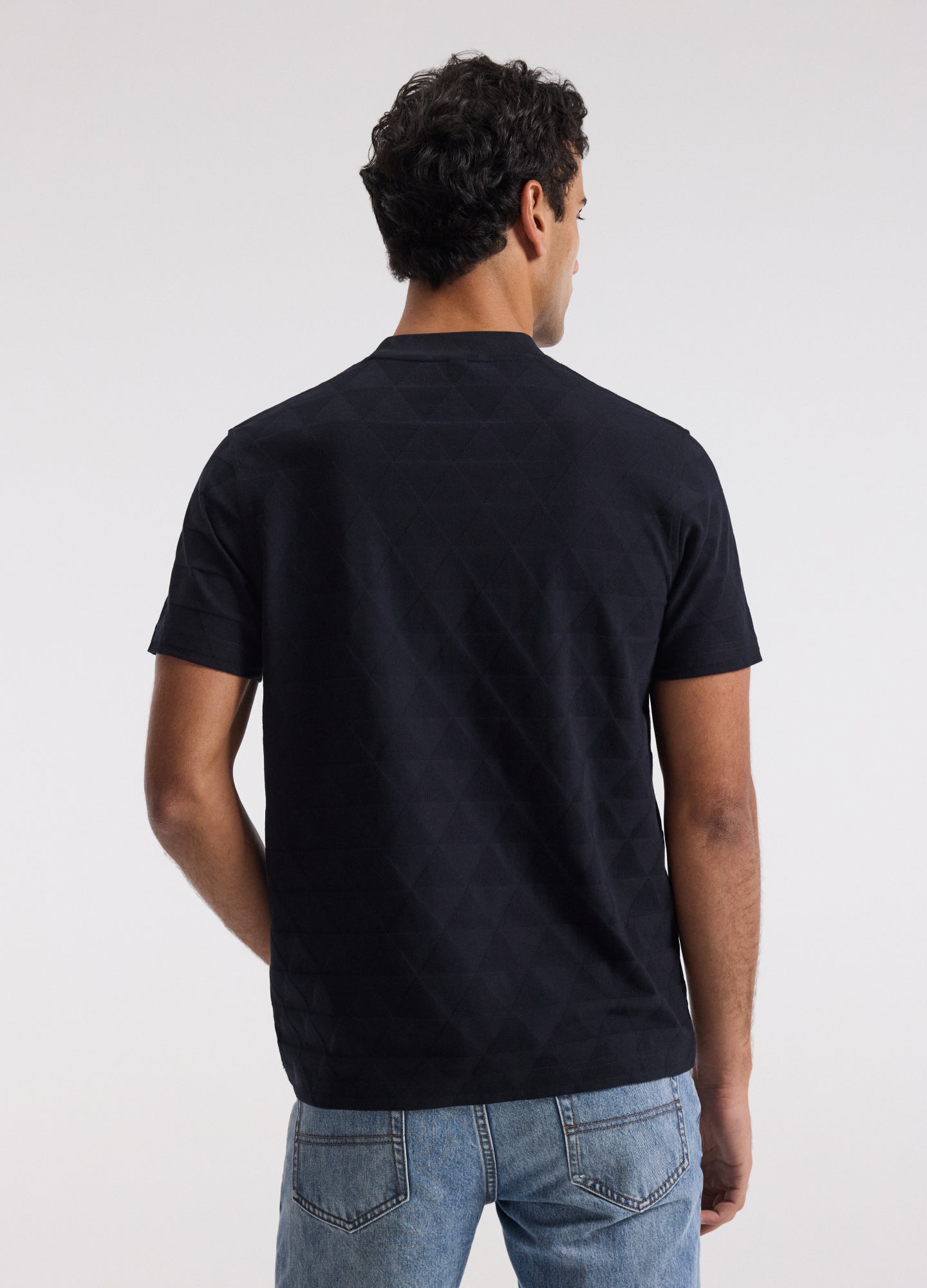 Geometric Jacquard T-shirt Navy