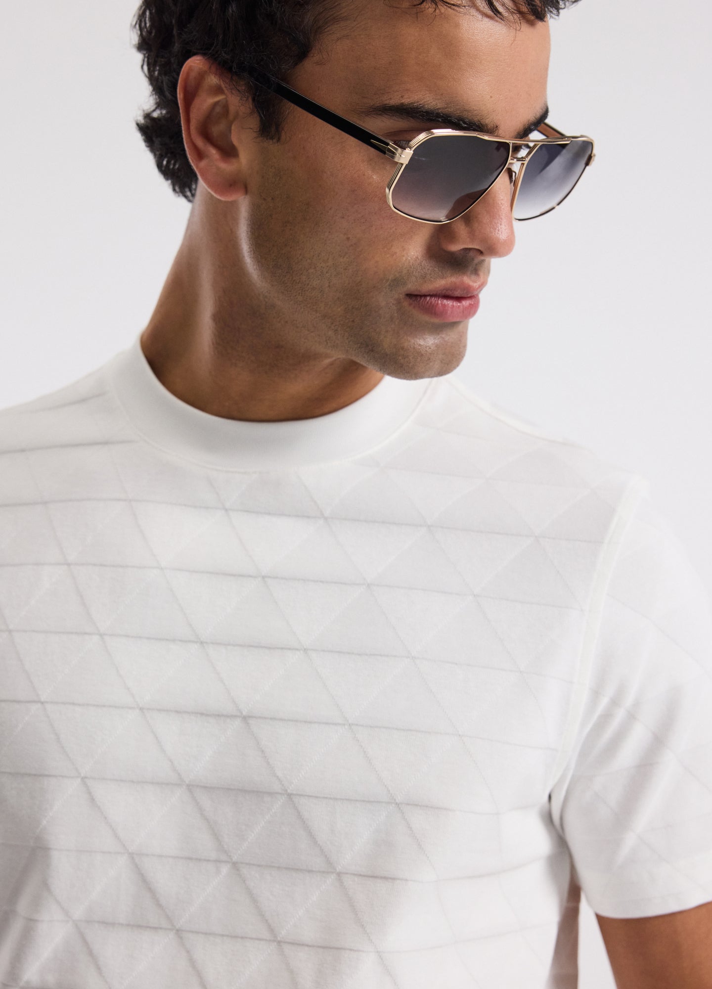 Geometric Jacquard T-shirt Off White