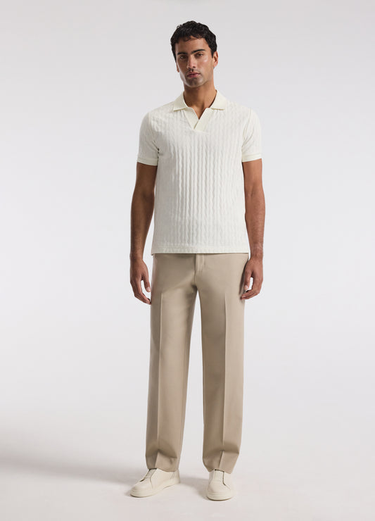 Chevron Jacquard Polo Cream