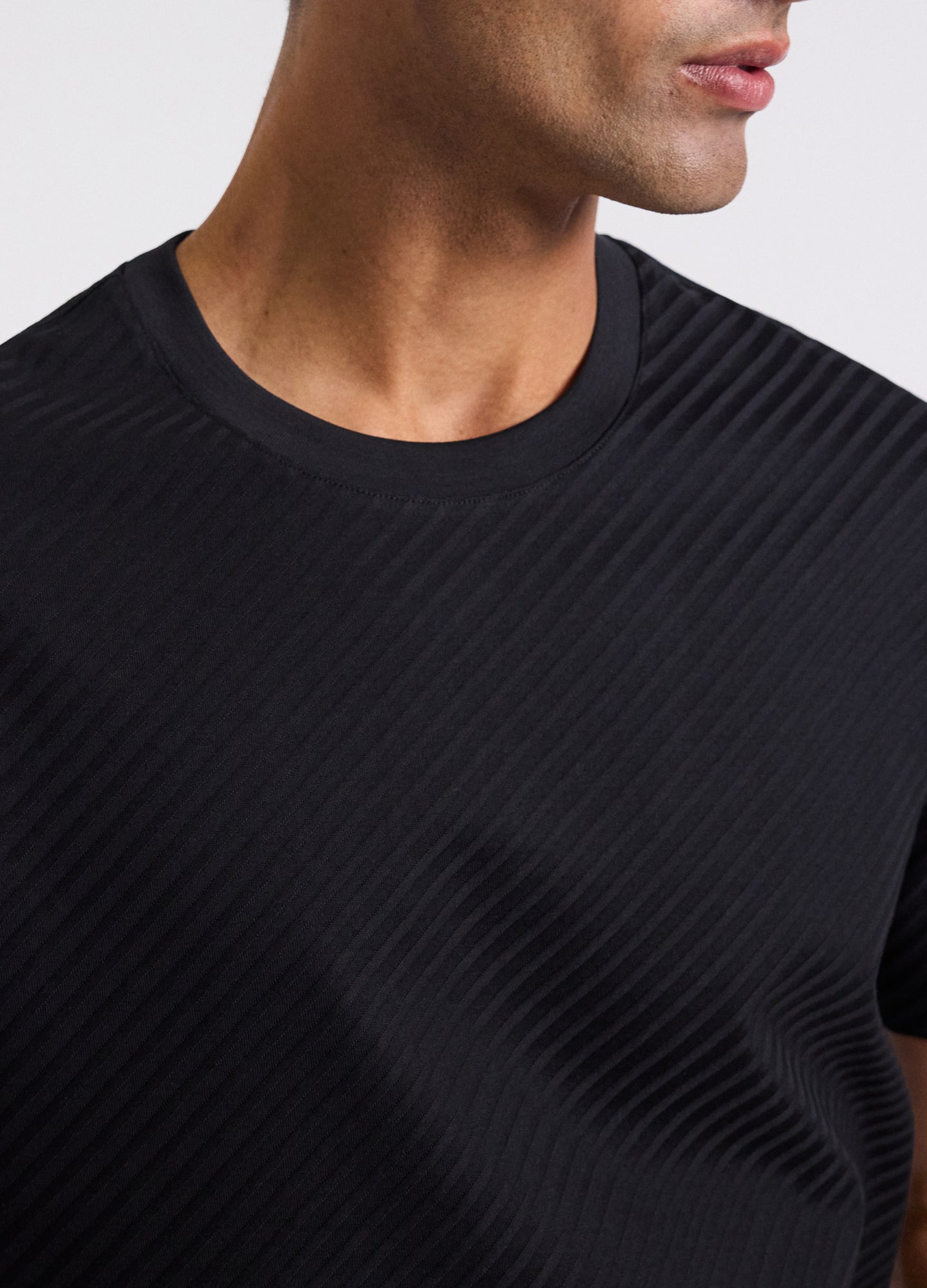 Relaxed Diagonal Jacquard T-shirt Black