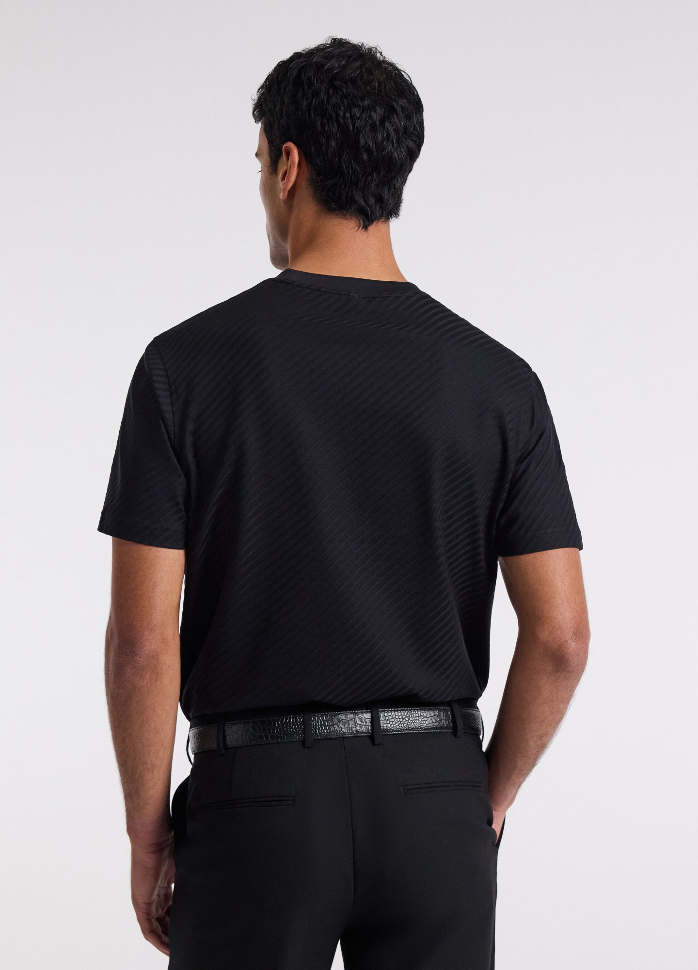 Relaxed Diagonal Jacquard T-shirt Black