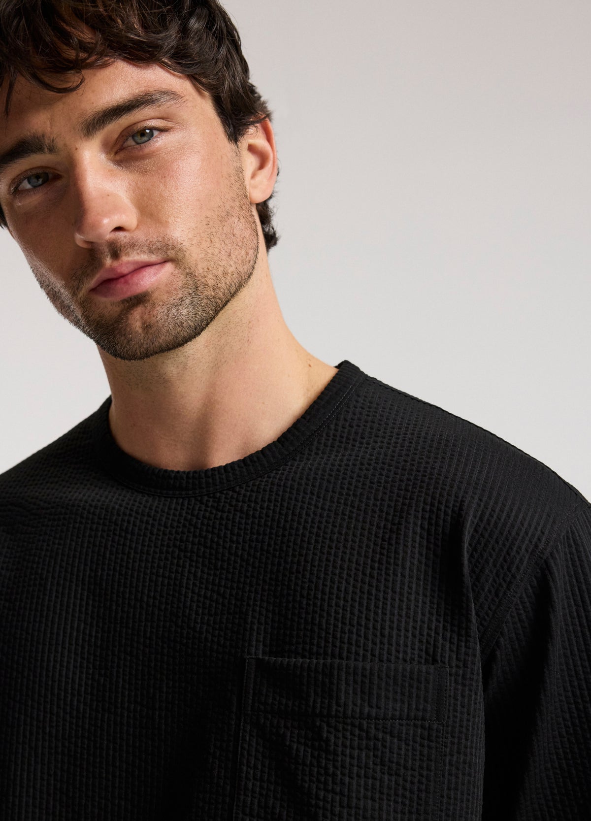Loose Fit Seersucker T-shirt Black